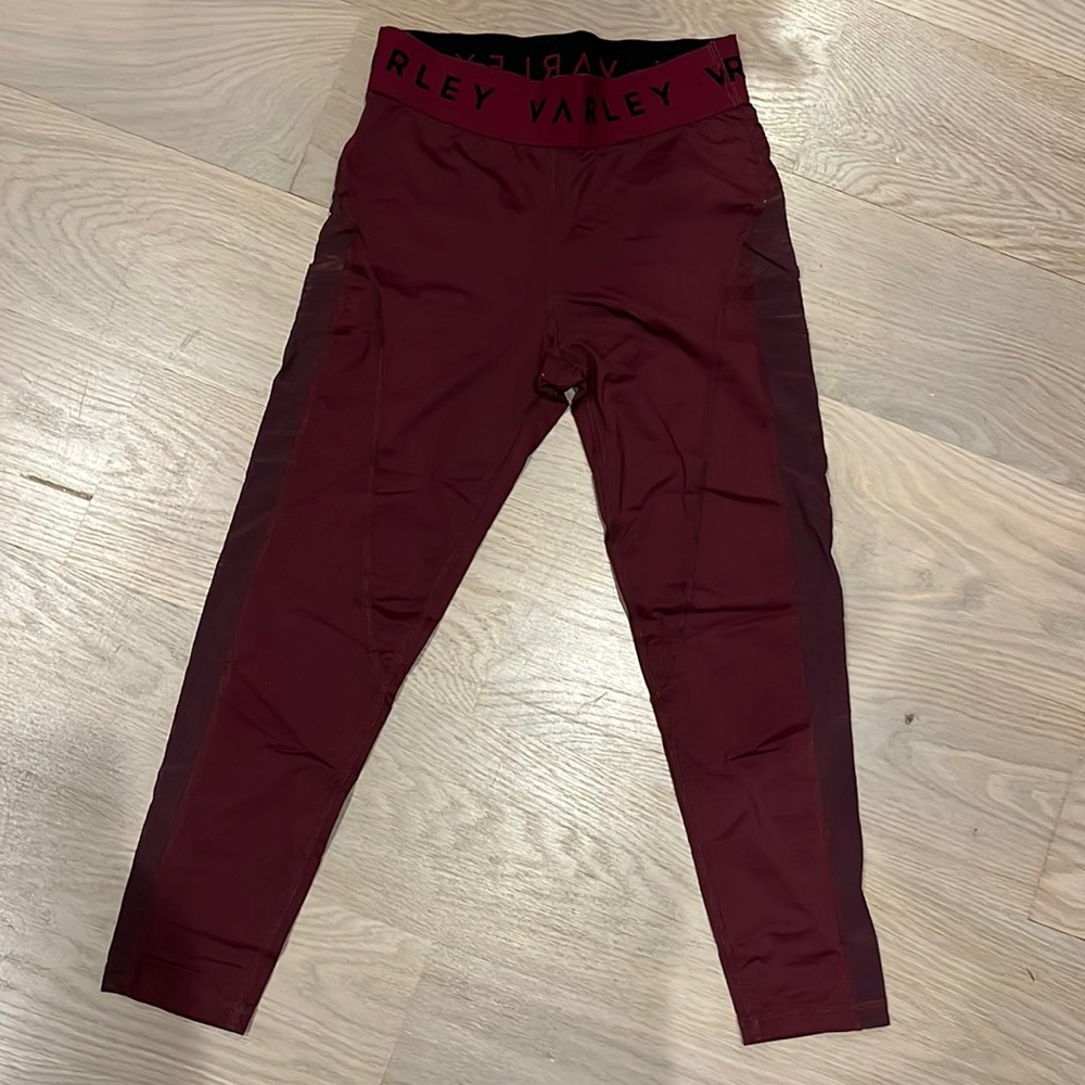 VARLEY burgundy cropped leggings XS